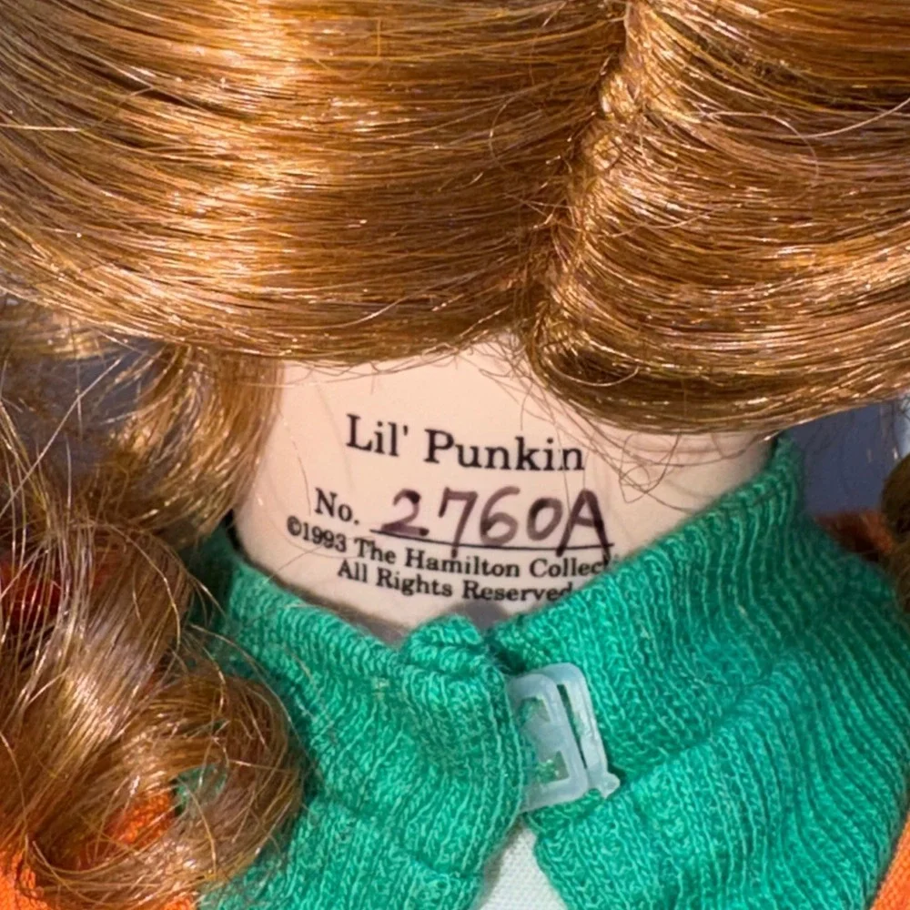 Vintage 1993 Lil' Punkin Hamilton Collection Porcelain Doll Halloween Girl 15